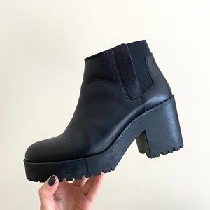 Zara Basic leather platform booties size 37